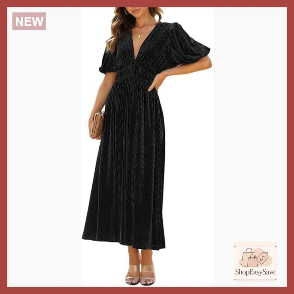 Velvet Formal Dress Elegant Empire Waist Puff Sleeve Wedding Guest Fall Winter